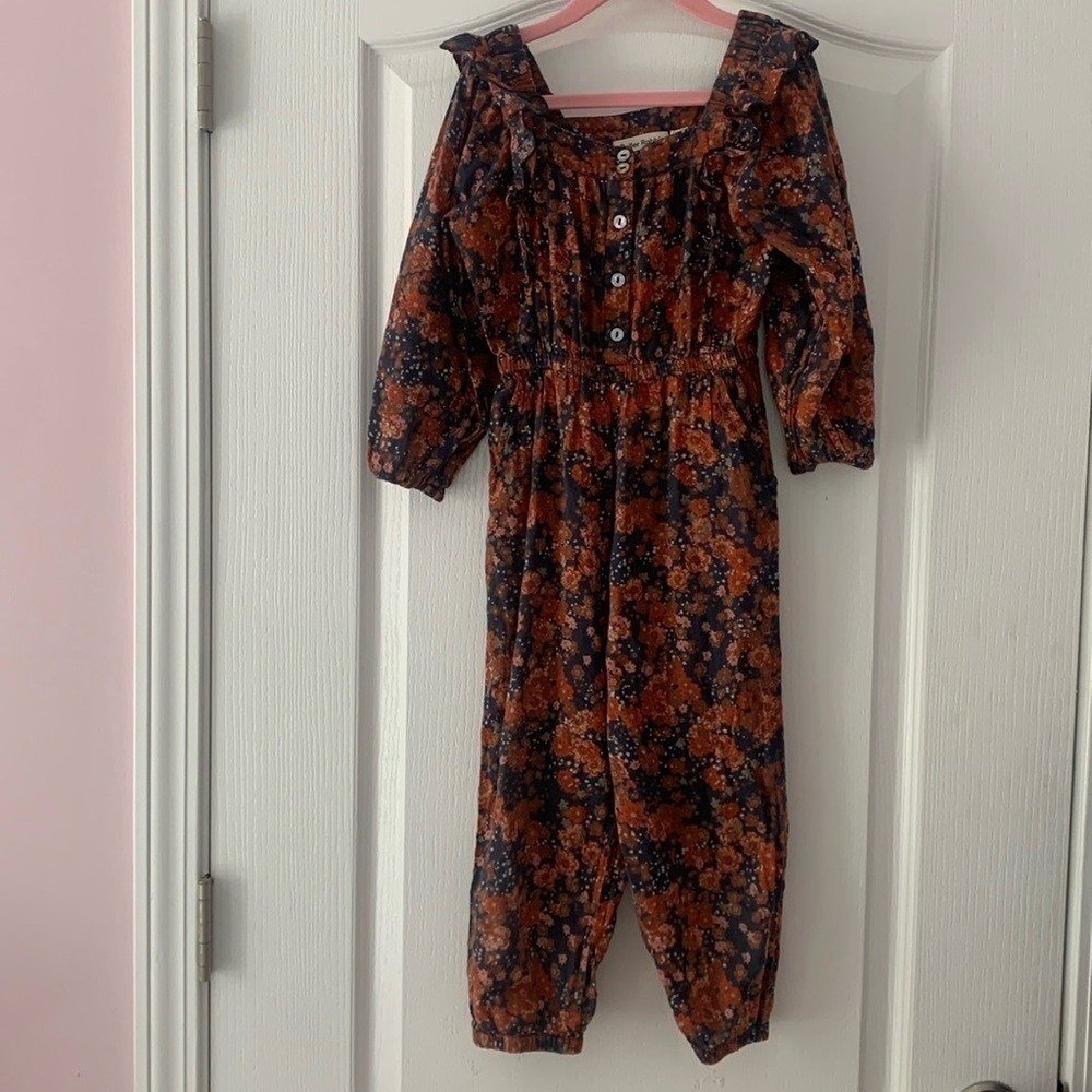 Roller Rabbit‎ ruffles floral jumpsuit size 6 girls navy orange